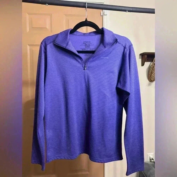 patagonia purple 1/4 quarter zip stripe jacket - Picture 1 of 3